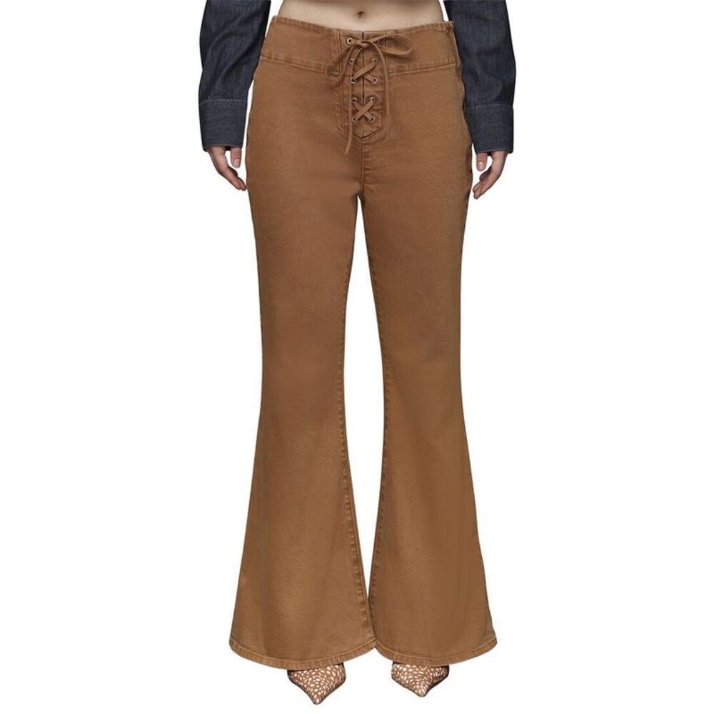 Avec Les Filles Womens  Lace Up Flare Pants